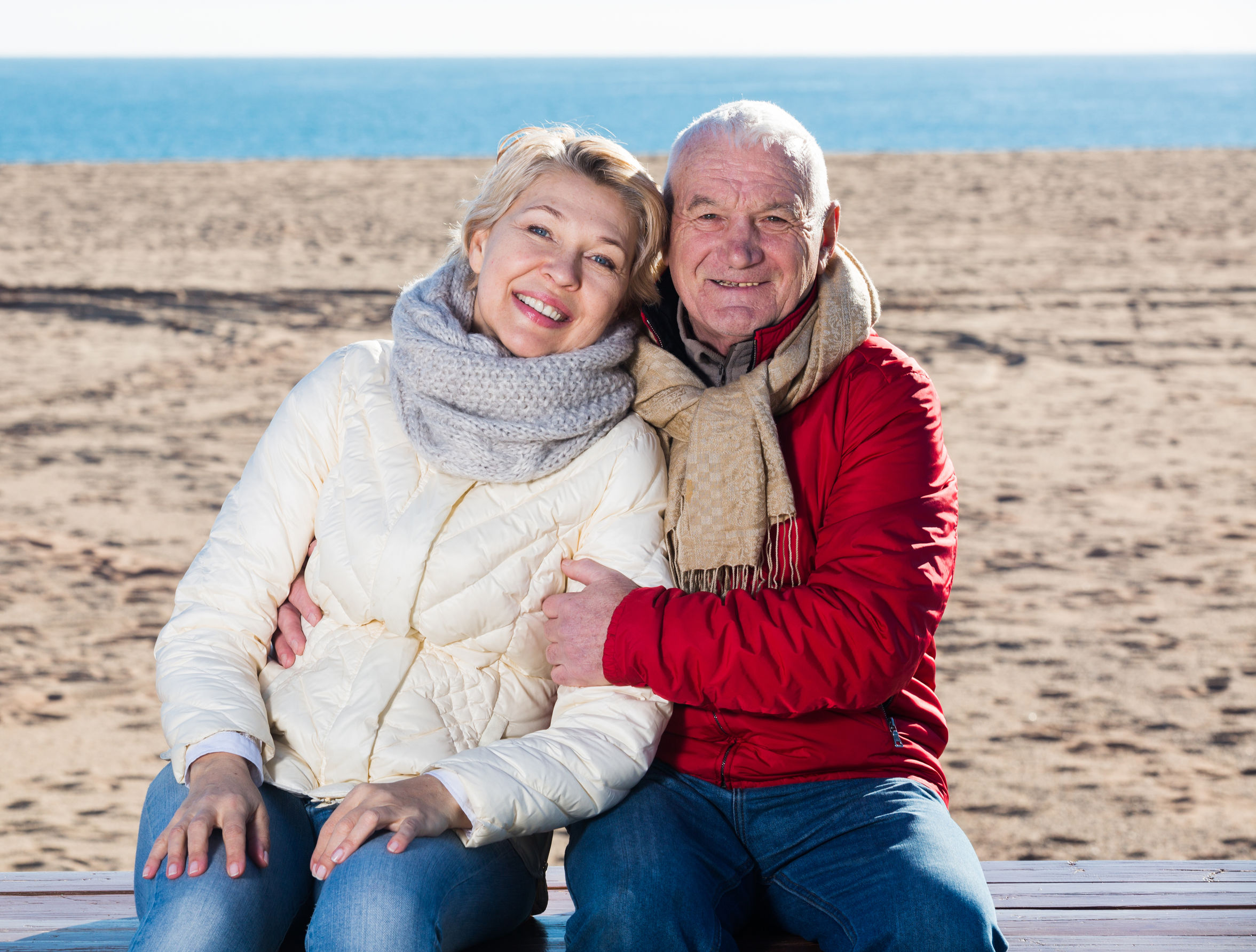 Happy Retired Couple by the Beach